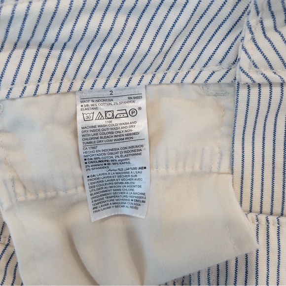 Old Navy Off White Blue Railroad Vertical Stripe Wide Leg High Rise Jeans 2 - Picture 6 of 9